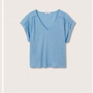 mango V-neck linen t-shirt